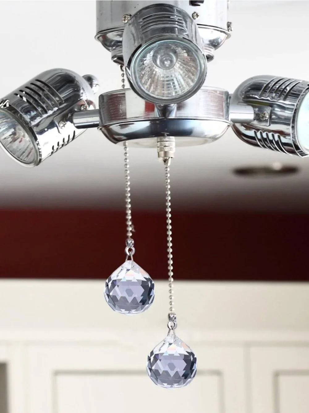 Crystal Faceted Ball Pendant Ceiling Fan Pull Chain Extension